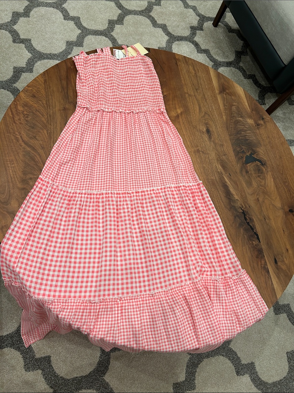 Bebop Pink Gingham Tiered Dress
